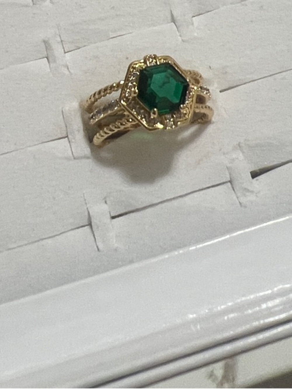 Gold Ring with Emerald Green Stone